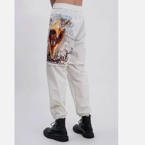 DOUBLET RARE $695 JAPAN Streetwear Printed Chaos Embroidery Two Way Pants Blue M - Picture 12 of 15